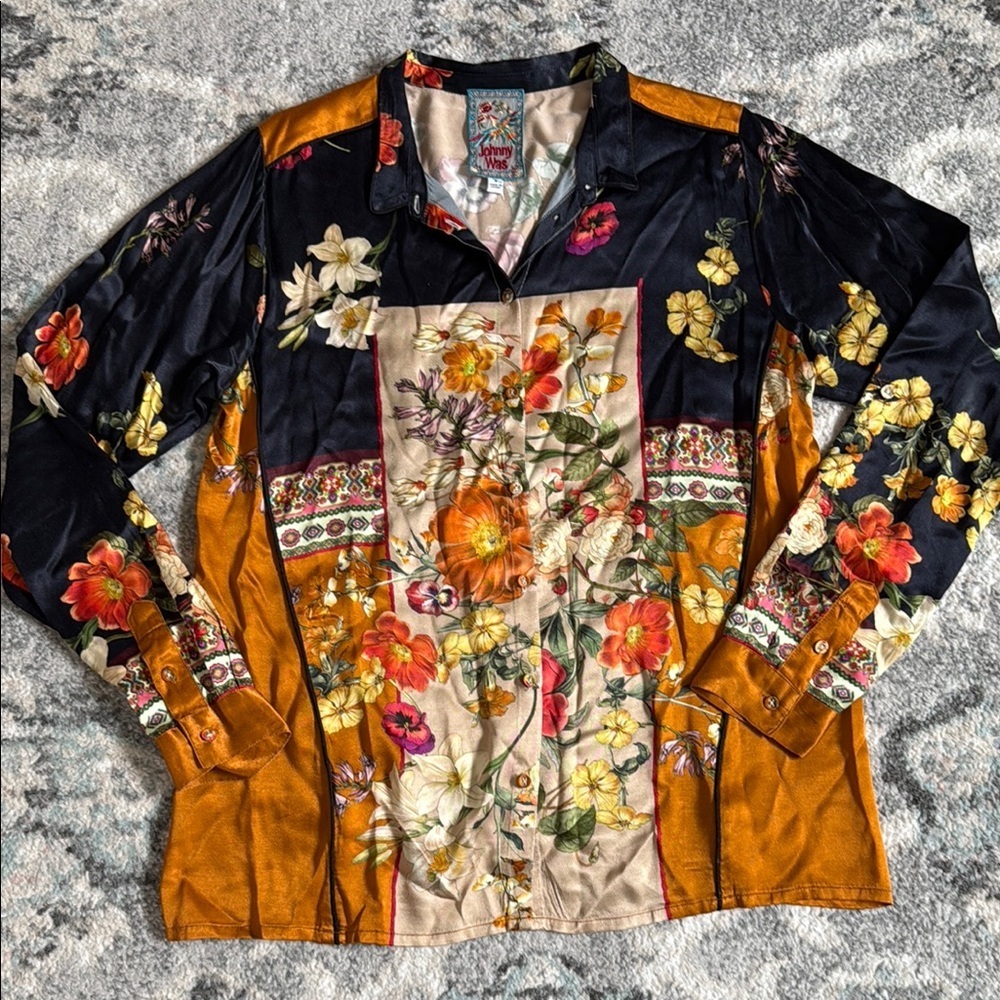 Johnny Was Floral Button Down Shirt